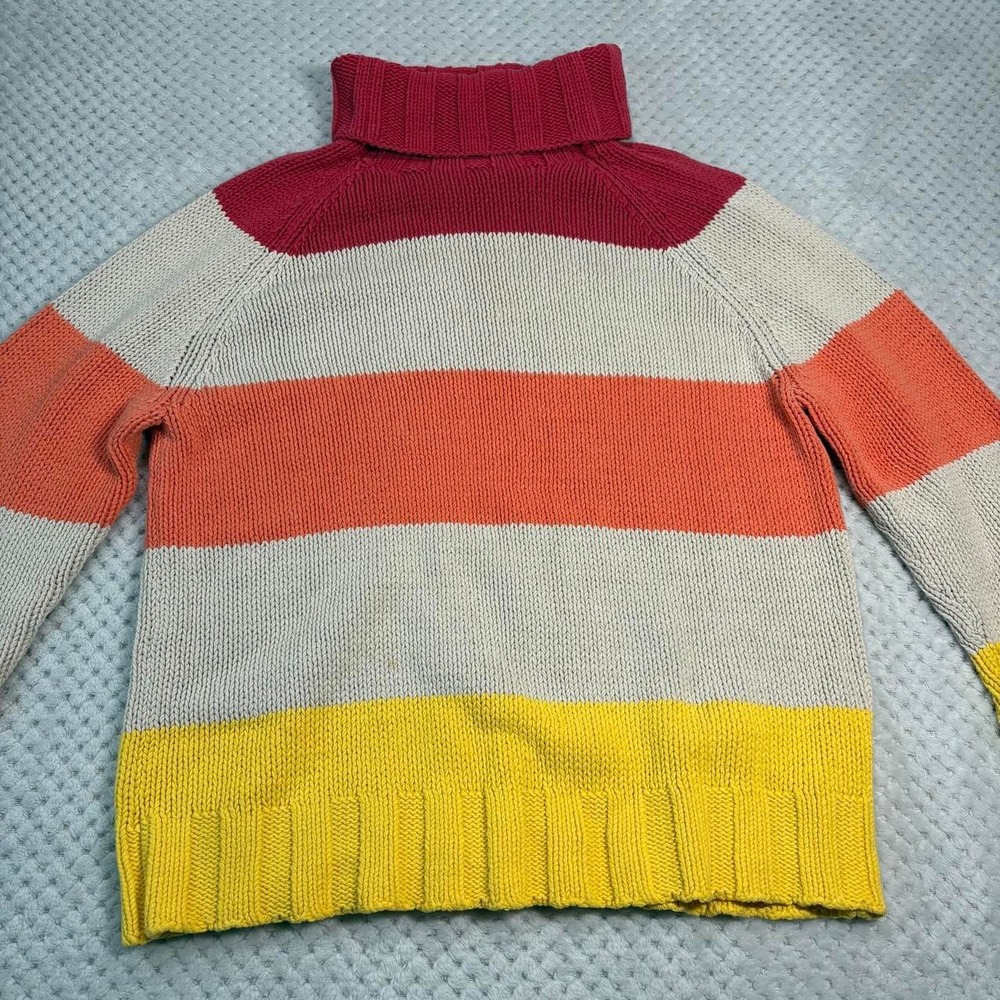 Vintage Tommy Hilfiger Striped Turtleneck Sweater Womens XL Red Orange Yellow